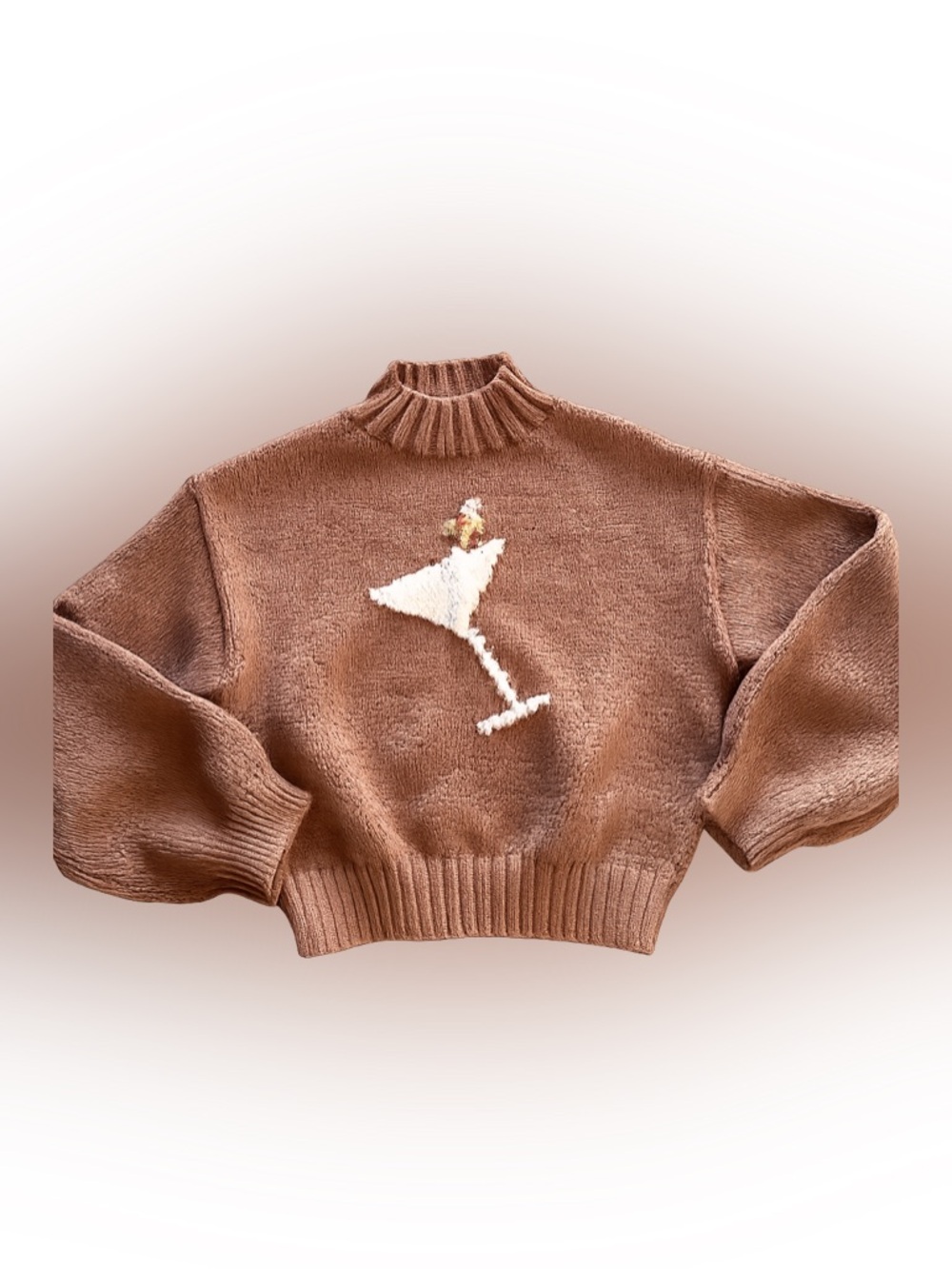 New with Tag! Maeve Anthropologie  Mock Neck Sweater Martini Cocktail Embroidery